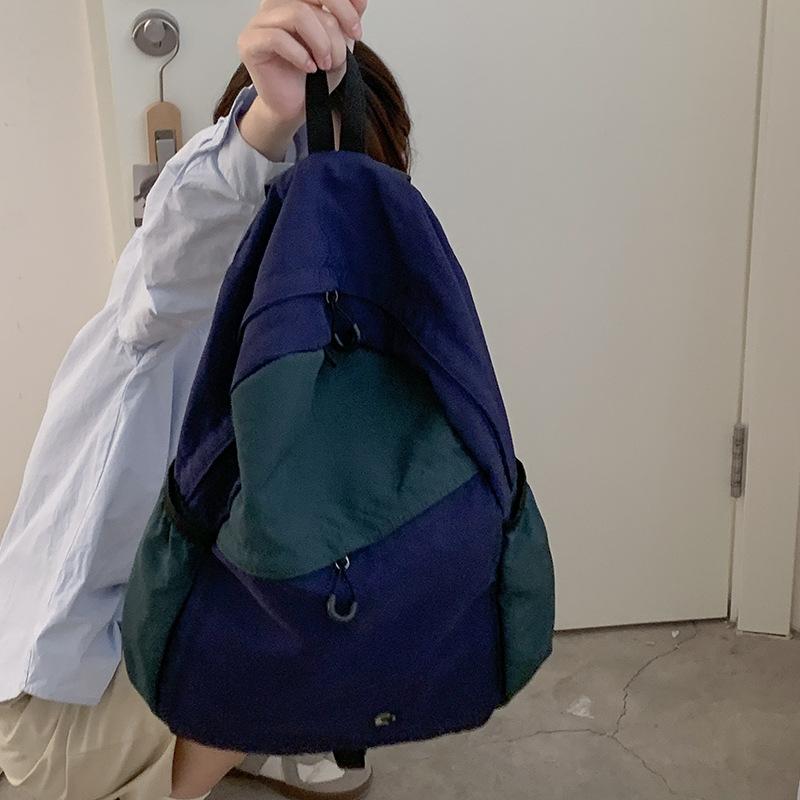 

Korean version of student backpack bag for women 2025 new nylon rucksack large capacity travel bag темно-синий