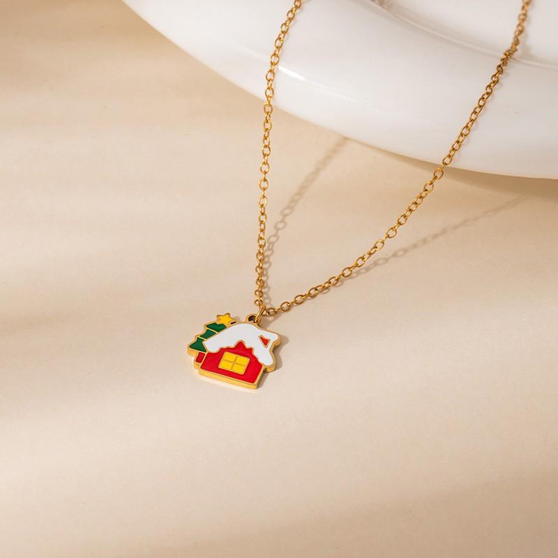 Women's Moon Bat Ghost Necklace: Stainless Steel Clavicle Chain for Halloween and Christmas