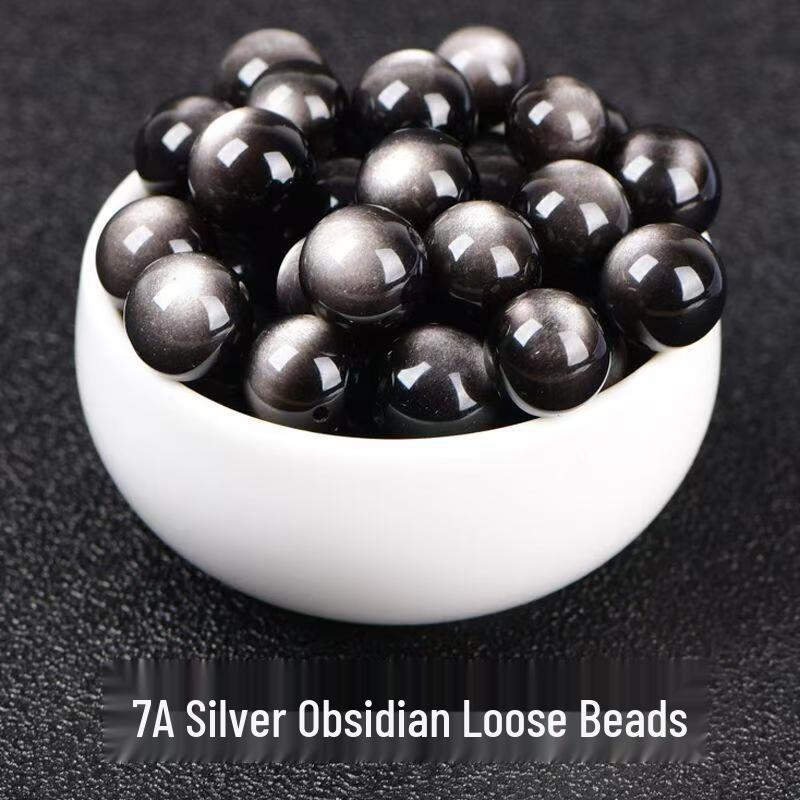 Natural Gold Obsidian Pixiu Beaded Bracelet with Silver Obsidian Accents