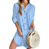 Autumn Casual Long Sleeve Lapel Button Shirt Dress Women's Clothing