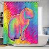 Colorful Capybara Shower Curtain Tropical Animal Pattern Bathroom Decor Waterproof Nature Wildlife Artistic Home Decor Gift