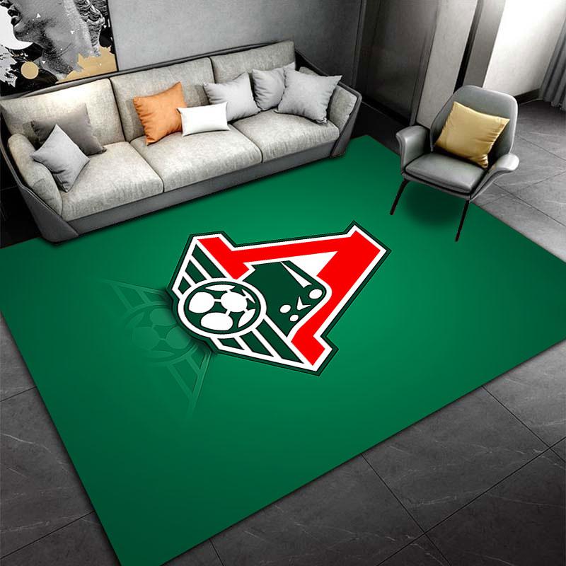 Red Train Logo on Green Background suitable as a non-slip mat for the living room or bedroom sofa