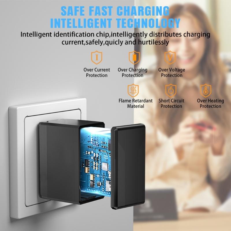 Charging Adapter AC100-240V Power Supply Adapter Equipped with 1.5m Long USB Type C Cable Cord