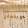 316L Stainless Steel Chain Zircon Clover Pendant Necklace for Women Luxury Colored Crystal Neck Female Wedding Jewelry Gift