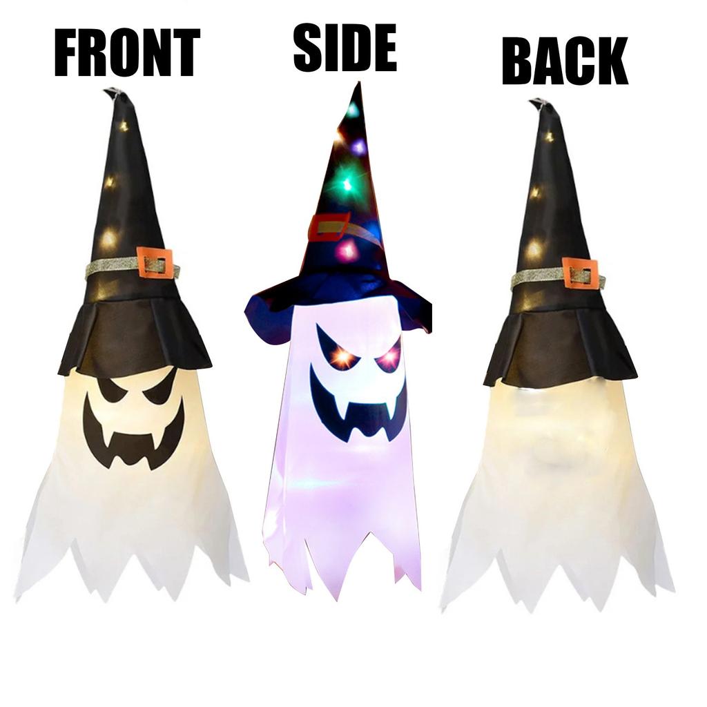 5pcs 45cm Hanging Halloween Glowing Hat With LED Light String Indoor And Outdoor Party Decorations