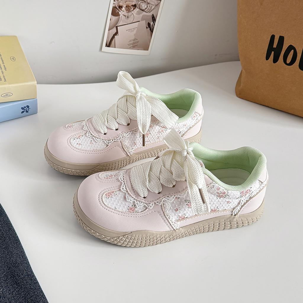 Women's Casual Sports Shoes Flower 2026 Autumn Comfortable Anti Slip Outdoor Vulcanized Shoes Lace Up Fashion Running Shoes