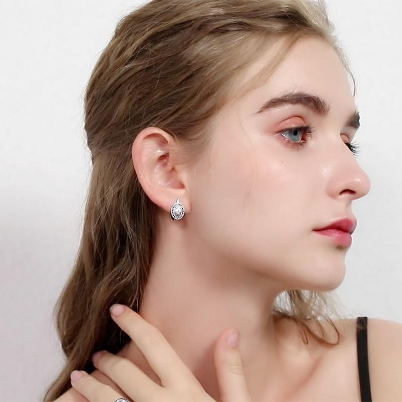 Černá Awn Classic 925 Sterling Silver Kulaté Černé Trendy Spinel zásnubní kruhové náušnice pro ženy Jemné šperky Bijoux I149