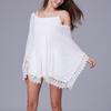Dress, Cape, Pareo, Summer Tunic, Beach Dress, Lace, Chiffon, White, Boho