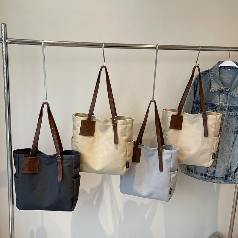 2025 Winter New Fashion Simple Tote Bag Commuter Casual Shoulder Bag Handheld Student Canvas Bag Large Capacity