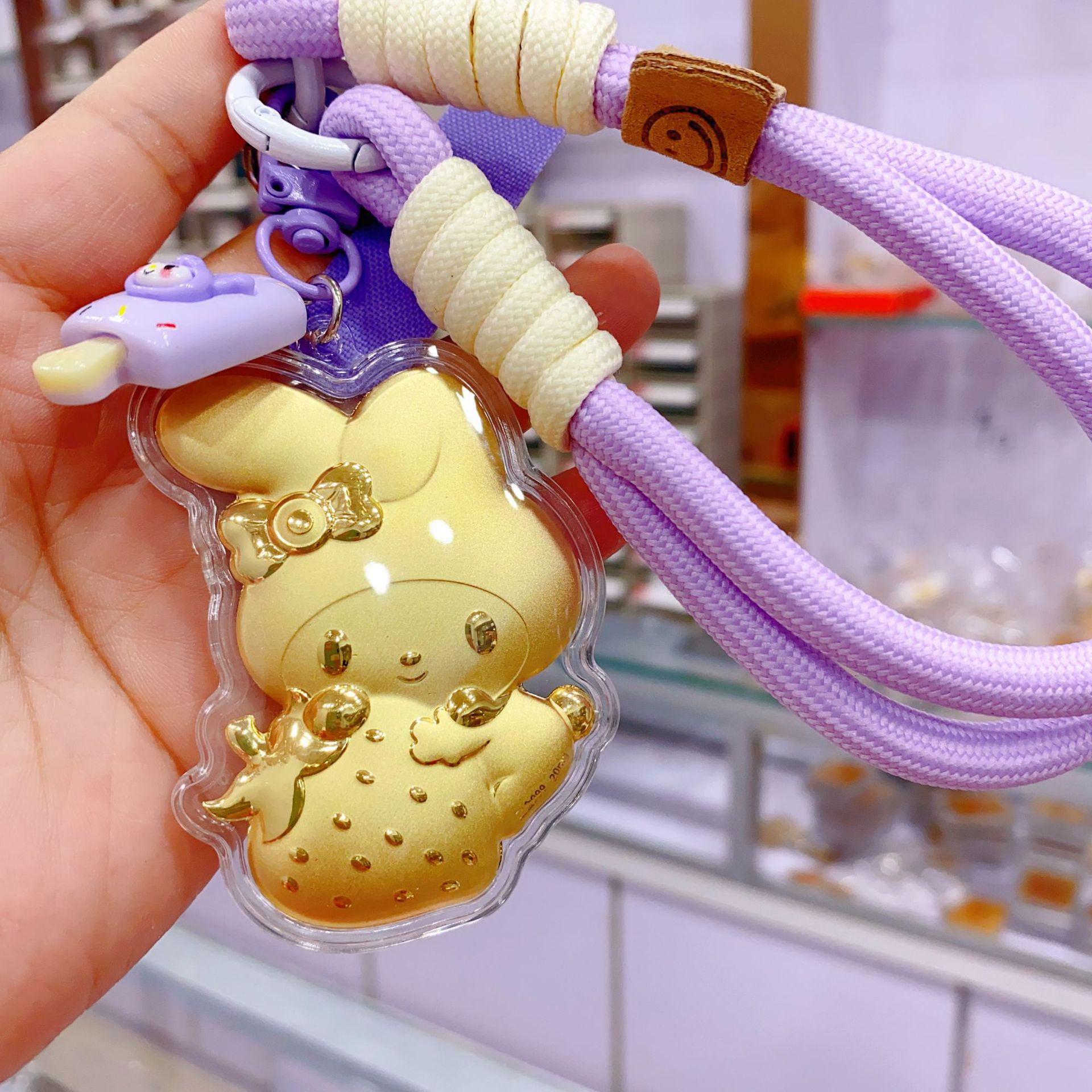 999 Pure Gold Cartoon Keychain with Crayon Shin-chan & Doraemon Charms