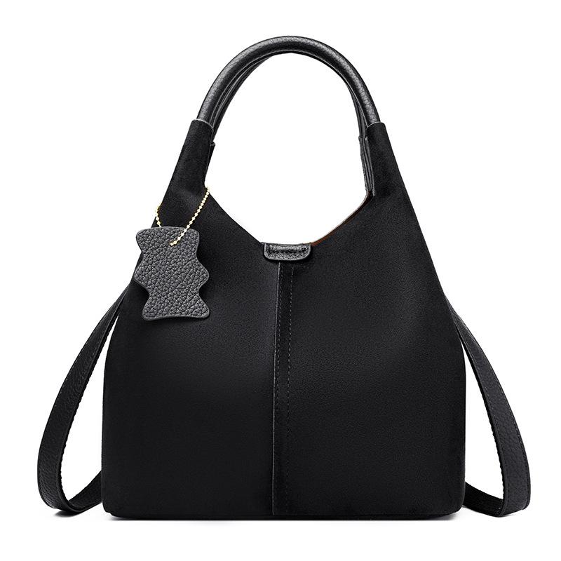 Модная сумка - Высококлассная, большой вместимости сумка-корзина для овощей, сумка через плечо из мягкой кожи чёрный