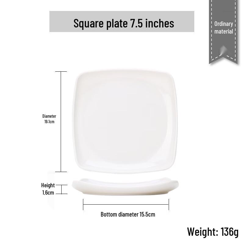 White Melamine Square Dinner Plate Set