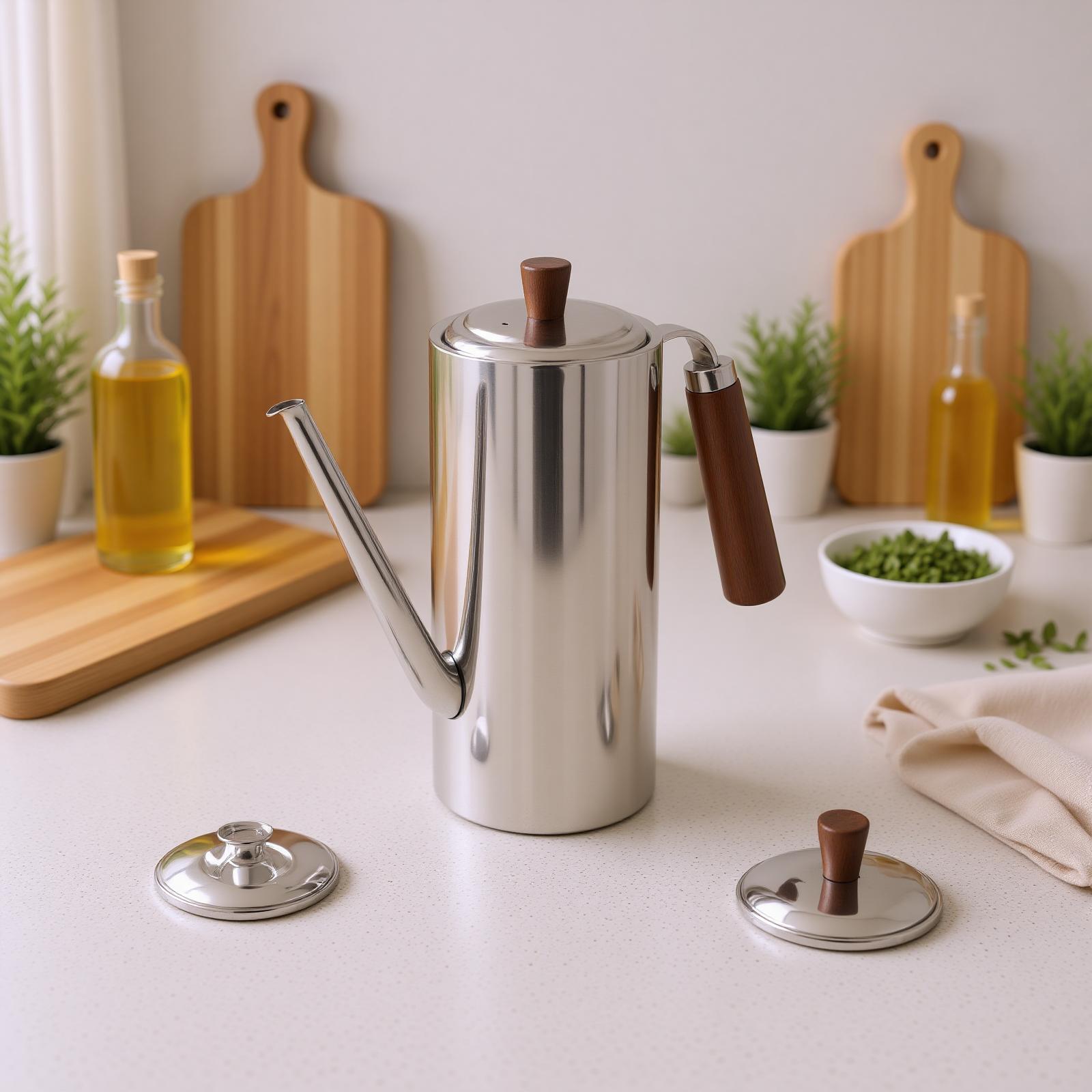 

700ml Oil Dispenser Pot 304 Stainless Steel Olive Oil Bottle Container for Vinegar Soy Sauce Storage Kitchen Gadget