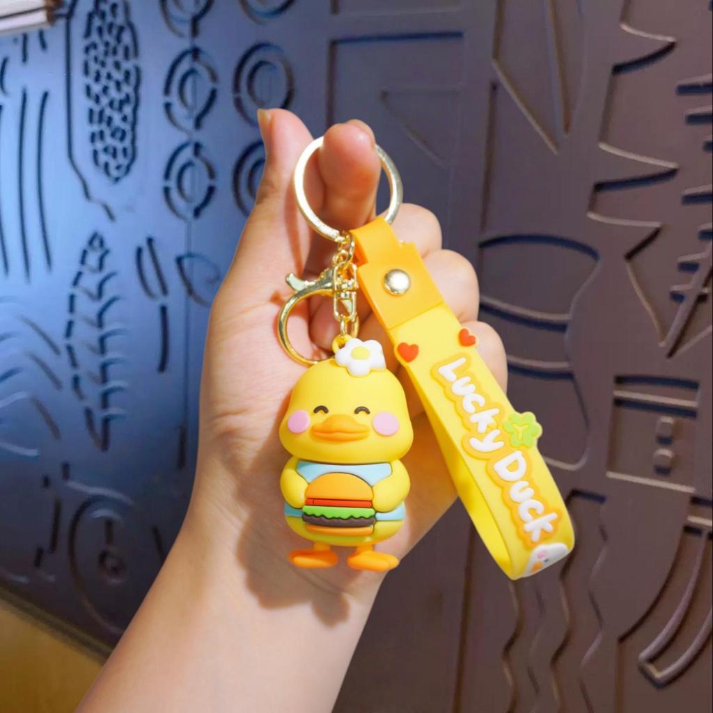 Entzückender Enten-Schlüsselanhänger: Weicher Gummi-Tier-Persönlichkeits-Anhänger für Taschen, Autos und mehr