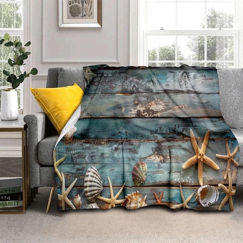 3D Starfish Beach 29 Style Shell Sea Star Sand Cartoon Blanket,Soft Throw Blanket for Home Bedroom Bed Sofa Picnic Office Cover