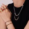 European & American Fashion Star Zirconium Necklace & Bracelet Set - Color-block Stainless Steel Jewelry