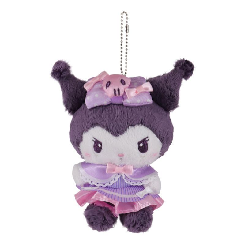 Очаровательный плюшевый брелок Sanrio Kuromi с сердечком, мягкий серый 15 см, милый подарок