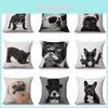 Adorable Cute French Bulldog Pattern Linen Throw Pillow Case For Trendy Home Decor