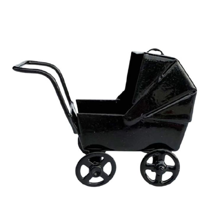 Dollhouses Mini Black Pram Model Imaginative Play Dollhouses Furniture Set Including Crib Plastic Design