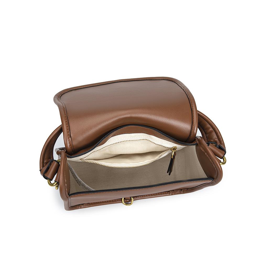 Vintage Women's PU Leather Crossbody Bag with Canvas Strap & Metal Clasp – Classic Brown Shoulder Handbag for Daily Use & Work