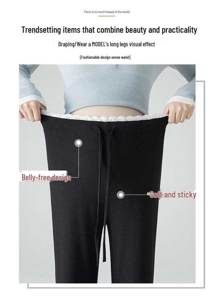 Maternity Wide-Leg Knit Pants - Spring Style, Thin & Drapey