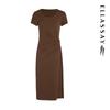 ELLASSAY Women's High-Waist Pleated Knit Midi Dress