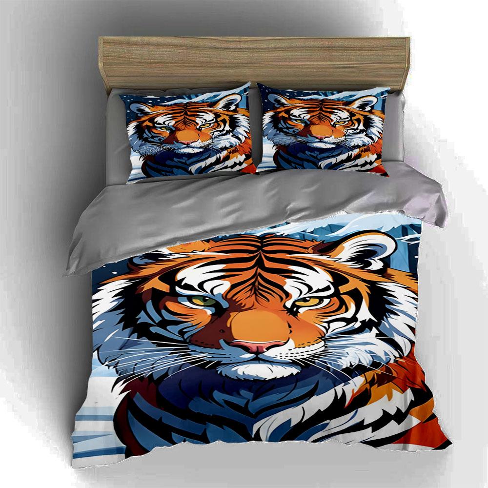 Tiger face illustration. Bedding Duvet cover sets Duvet covers Pillowcases gifts (1 * Duvet Cover 2 * Pillowcases, without duvet insert)