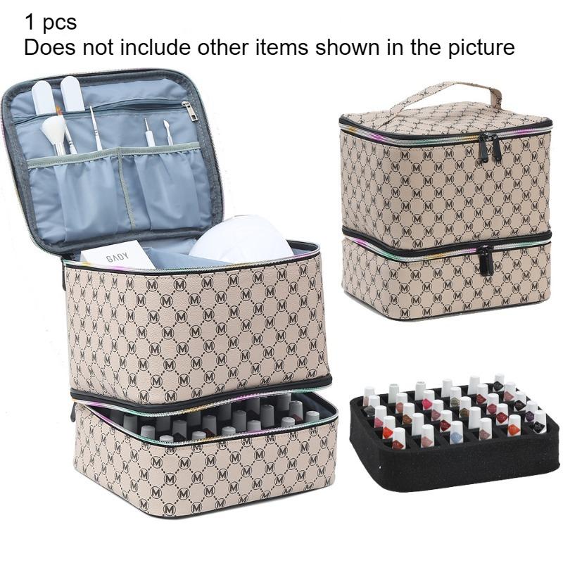 Двухслойная сумка для хранения лака для ногтей, косметичка большой вместимости, портативная сумка для туалетных принадлежностей, органайзер для макияжа белый