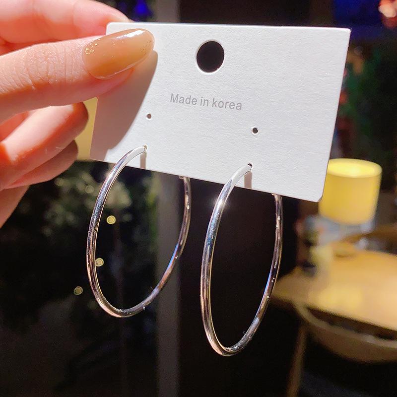 Exaggerated S925 Silver Hoop Earrings - Trendy Statement Piece