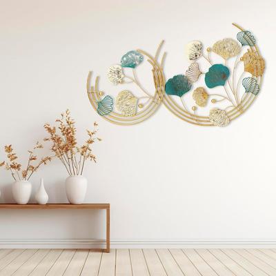 Metal Leaf Round Pattern Abstract Wal Art for Living Room Decorative Wall Sculpture for Home Décor