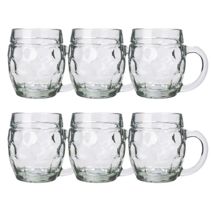 Beer Mug - Tübinger - Set of 6 - 0.4 Liter - Dishwasher Safe - High-end Glass