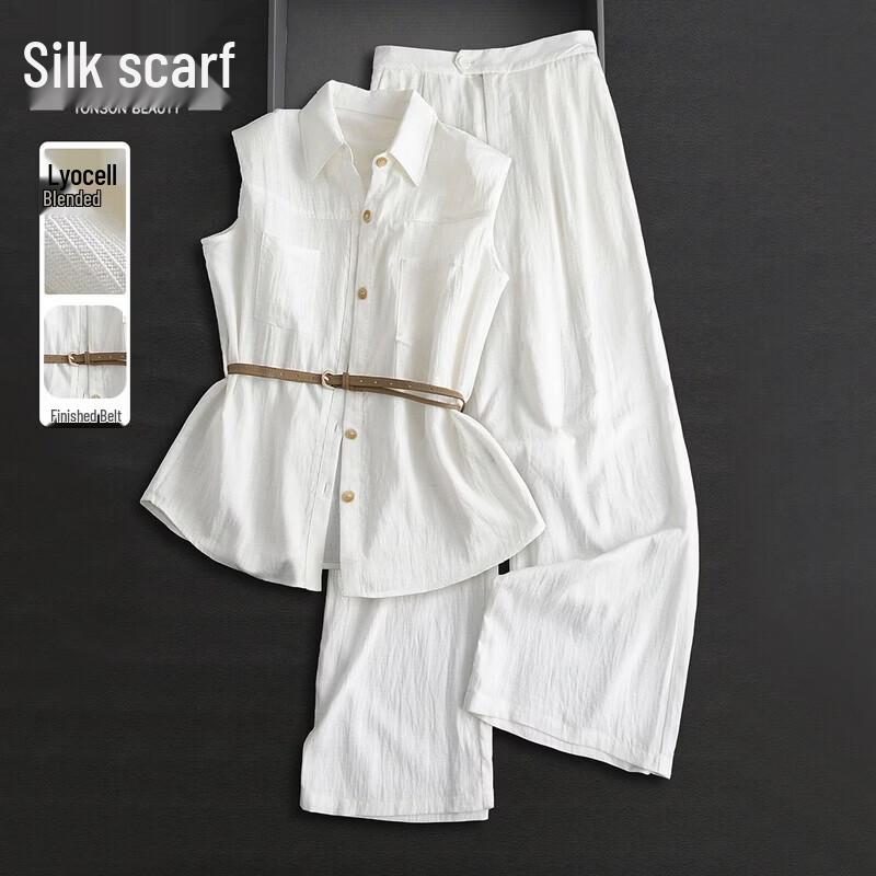 Women s Tencel Linen Blend Sleeveless Two-Piece Set 2XL