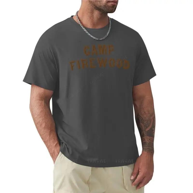 T-shirt Men Cotton Camp Firewood T-Shirt Vintage T Shirt Aesthetic Clothes Mens Funny T Shirts Summer T-shirt for Man