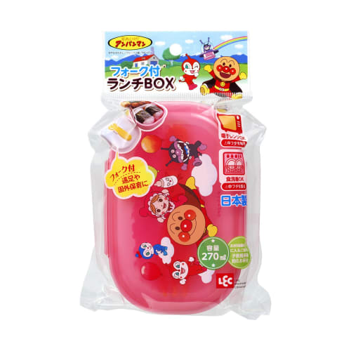 LEC Anpanman Lunch Box with Fork (270ml) Pink