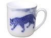 Okura Art Pottery Blue Safari Mug Microwave and Dishwasher Made In (Jaguar), Coffee/Tea, Approx. 350cc, Safe, Japan, 124C/8200-2