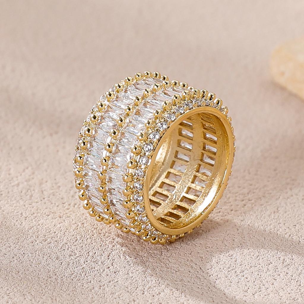 Vintage Hip Hop Ring Does Not Fade Niche Ins Style Couple Copper Zircon Ring
