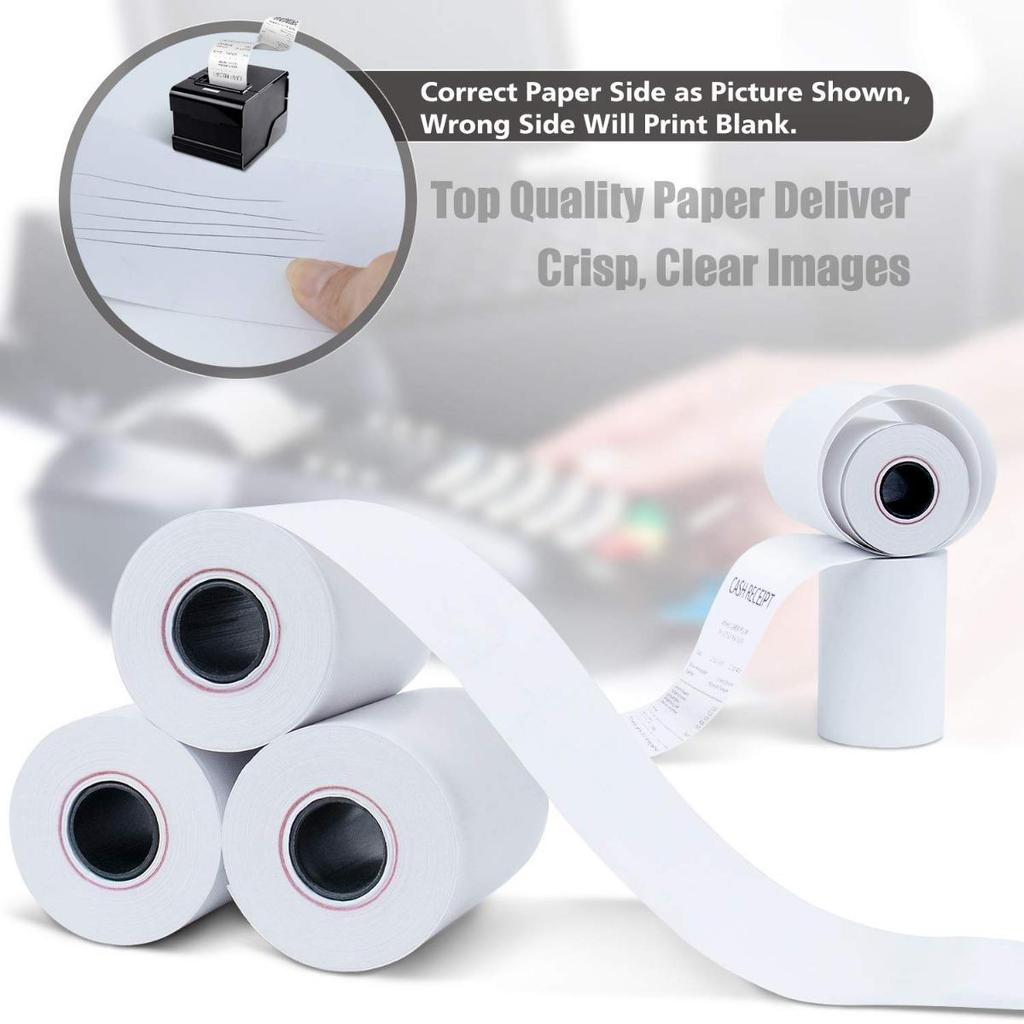 2 1/4 X 50ft Thermal Paper, BPA Free Receipt Paper, Fits 57mm Mini Thermal POS Printer & Square Terminal Credit Card Machines