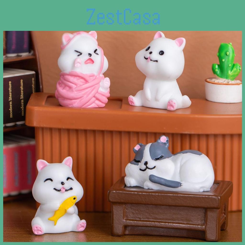 Cute Cartoon Resin Cat Statues For Office Desk Resin Craft Decorations