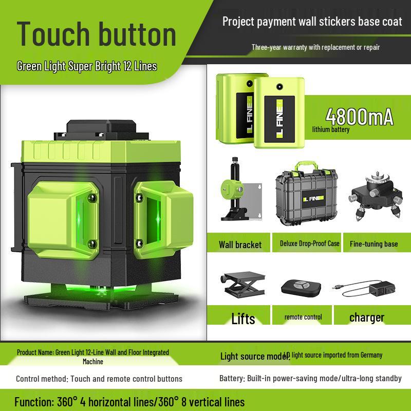 LFINE4D 16-Line 3D12-Line Green Light Laser Level Projector