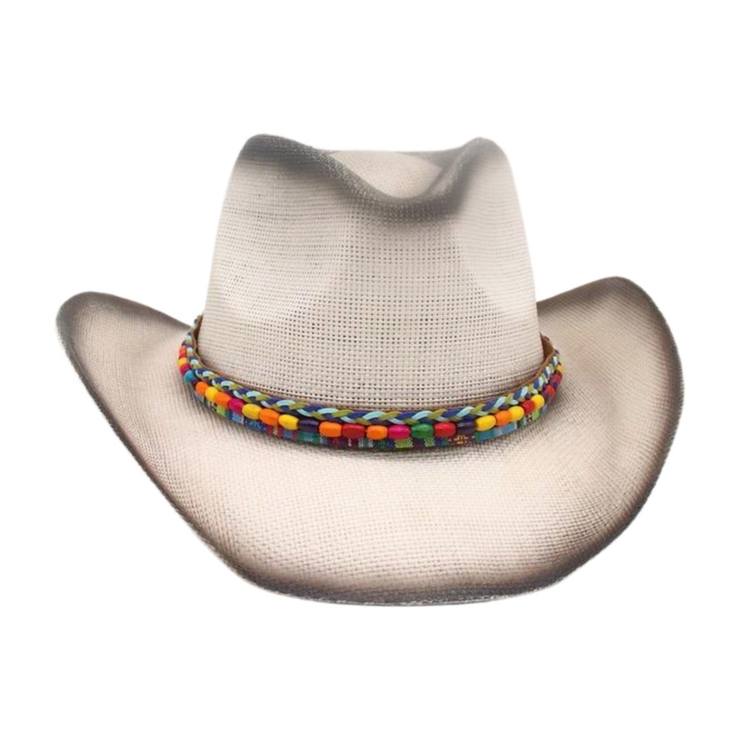 

Ethnic Style Western Cowboy Hat High Sense Casual Hat Performance Hat Summer Straw Hat one size fits all straw hat (hard spray paint)