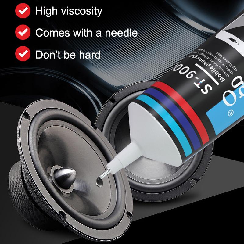 15/50/110ml Schwarz Lautsprecher Reparaturkleber Schaumstoffseite Staubkappe Gummisicke Verklebung Sicke Risse Starker Klebstoff