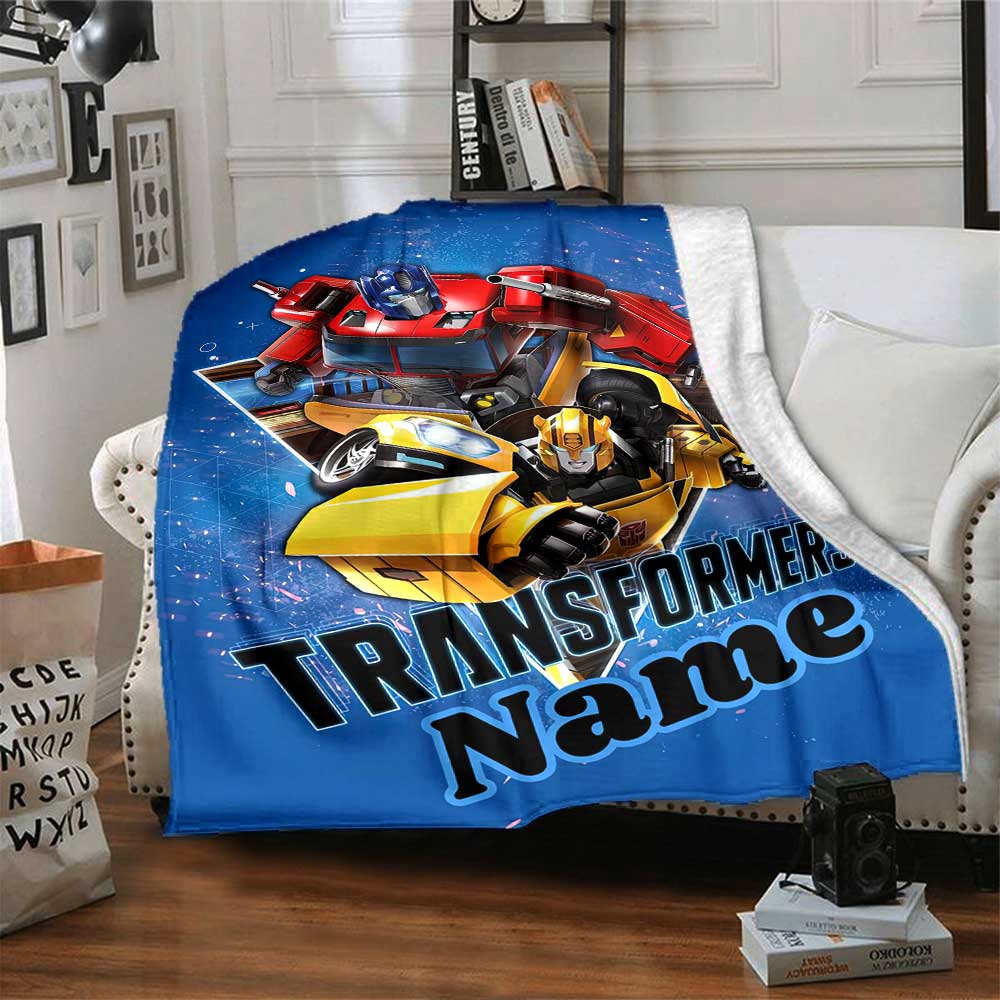 Transformers Fans (2) Customize Text Blanket Throw Customizable Blanket Soft & Cozy Perfect for Chair Livingroom Home Decor Bed All-Season Use