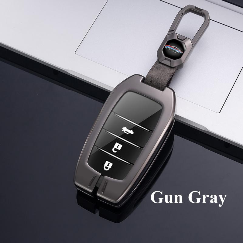 Metall-Autoschlüssel-Hülle mit Halter-Tasche für Toyota Hilux Fortuner Land Cruiser Camry Coralla Crown RAV4 Highland Innova Yaris Avensis Aygo CHR C-HR Altis