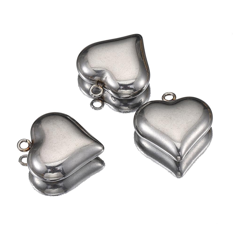 5pcs Solid Inner Stainless Steel Love Heart Pendants Charm Gold Color 16x18mm Charms for Necklace Bracelet Chains DIY Ornaments