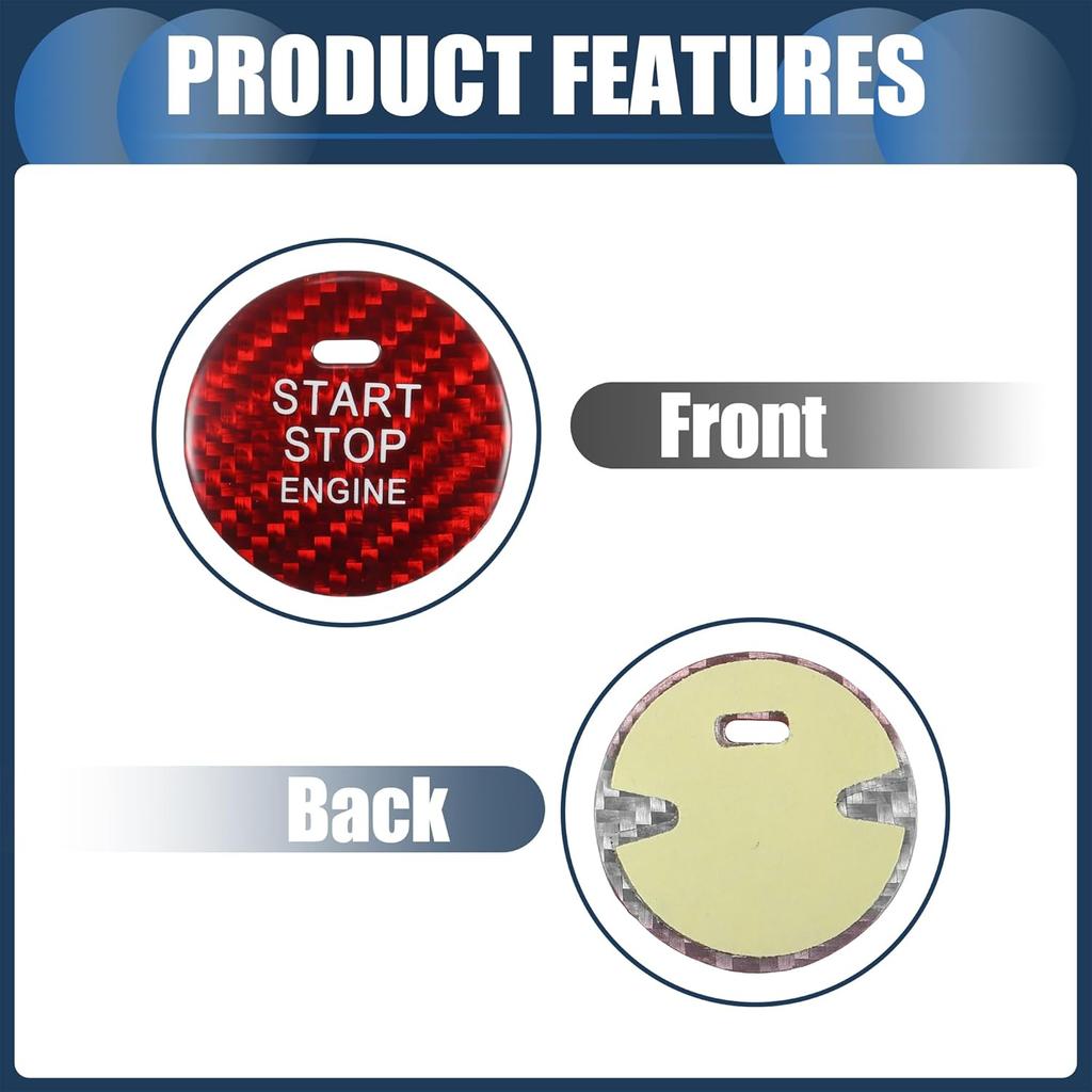 Engine Start Stop Button Cover,Front Ignition Starter Switch Sticker for Mazda 3 Red, 1 Pc