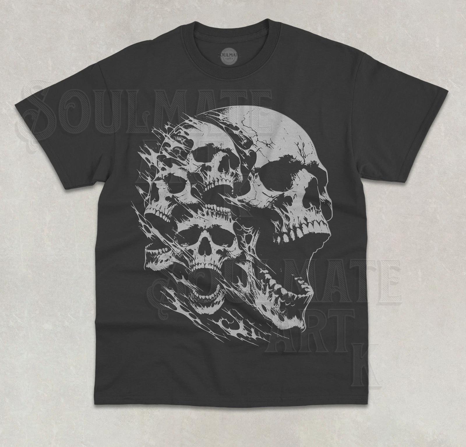 Screaming Skull T- Shirt Retro Scary Skeleton Gothic Horror Unisex Graphic  Shirt S