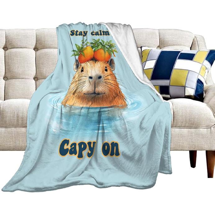 Capybara Blanket Capybara Throw Blanket Super Soft Warm Fuzzy Cozy Plush Flannel Fleece Bedding Animal Blanket Gift Cute Decor Stuff for Women Men