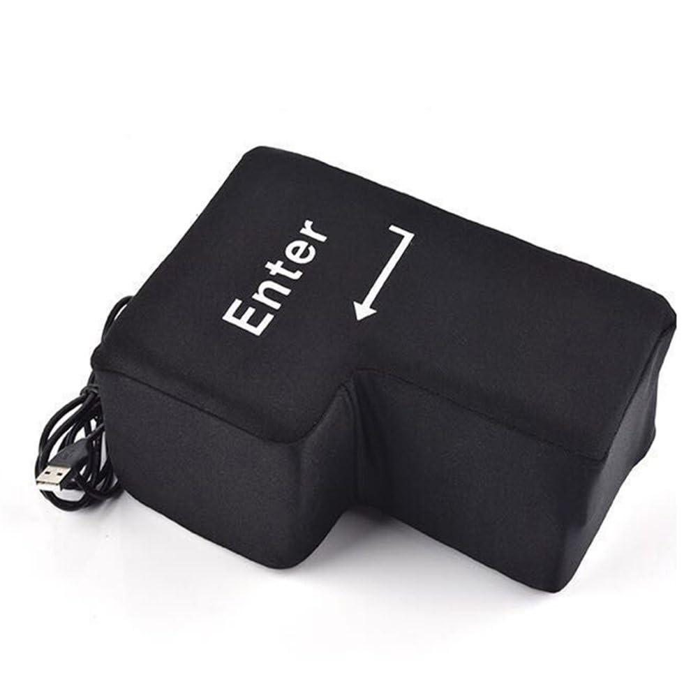 

USB Enter Key Vent Pillow - Soft Computer Button Return Key Stress Relief Toy for Office Decompression Huge Button чорний