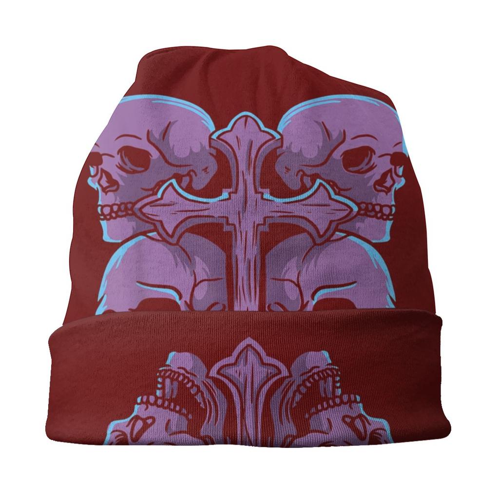 Teschi Hip Hop Croce Ferro Stile Tatuaggio Skullies Berretti Donna Unisex Inverno Caldo Berretto Beanie Lavorato a Maglia per Sci