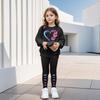 Tuta Moda Ragazza Estate Bambini Tempo Libero Amore Farfalla Stampata Felpa con Cappuccio a Maniche Lunghe Leggings Tuta Sportiva Outdoor